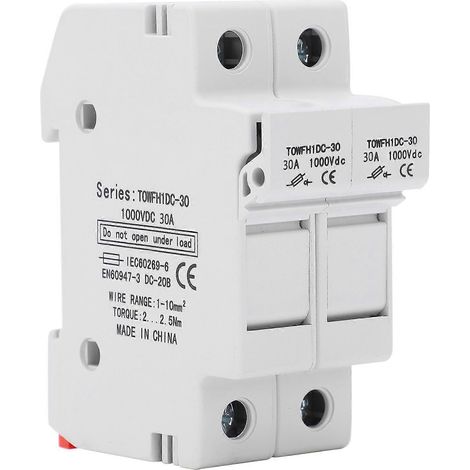 Sicherungshaltersockel 2-polig DIN-Schienenmontage Stromverteilungs-Steuergeräte TOWFH1DC 1000VDC 2P20A (1/4)