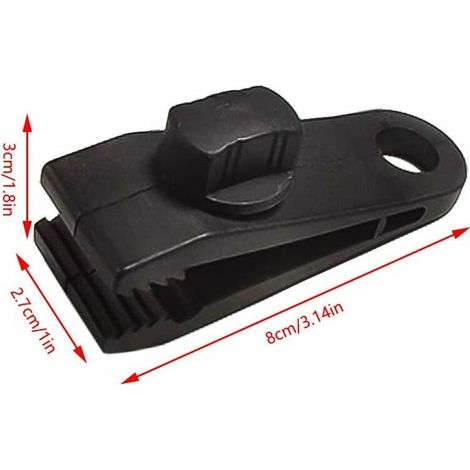 Accessoire de bâche Lot de 6 clips de fixation pour bâche de camping, bâches, caravane, toile de jardin Noir (1/4)