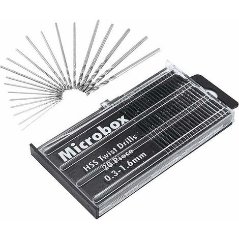 Kit de 20 mini forets hélicoïdaux HSS, ensemble de mini forets de précision, forets hélicoïdaux HSS 0,3 mm-1,6 mm, forets hélicoïdaux avec boîte pour la fabrication de modèles en bois, (1/4)