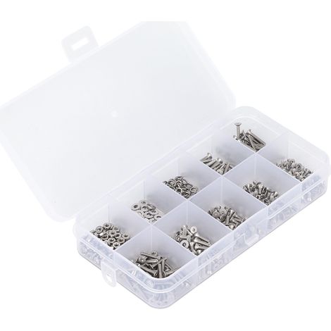 Vis à tête fraisée hexagonale creuse en inox, assortiment de 600 pièces avec écrous et rondelles (1/5)