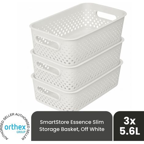 SmartStore Essence Medium 5.6L Storage Basket, 3 Pack Organiser Bins, Off White