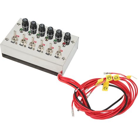 Panneau 6 Interrupteurs à Bascule 15A DC12V/24V avec Fusibles et Voyants LED Acier Inoxydable Poli pour Auto Course, Camping-Car, Camion (1/5)