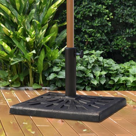 Pied de parasol carré 15 kg, support de parasol, poids pour parasol, compatible avec les parasols à tube de 38 mm de diamètre, pour balcon, terrasse, jardin, bronze