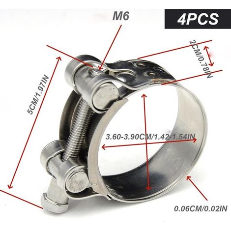 4 abrazaderas de manguera de acero inoxidable，rango de sujeción 36-39 mm，resistentes a la corrosión，alicates para abrazaderas de manguera (1/4)