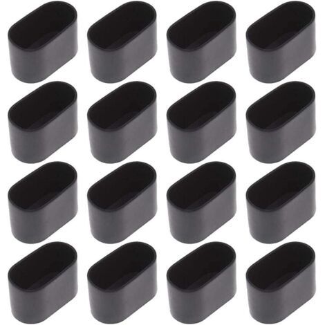 16 pcs Chaise Jambe Cap Chaise Jambe Protection Sol Protection Pied Caps pour Chaise Pliante Tube Ovale, en Plastique (Noir16 pièces / 20x40mm) (1/5)