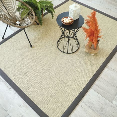 Tapis Sisal - Tulum écru - Ganse coton anthracite - 160 x 230 cm (1/5)