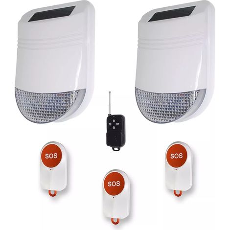 Kit panique autonome avancé - 2 sirènes solaires sans-fil IP66 + 3 boutons paniques + télécommande panique (gamme HY) (1/5)