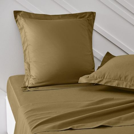 Set of 2 Pillowcases 63x63 cm, 57 Thread Count Cotton, 5cm Flange Finish, Bronze Color (1/3)