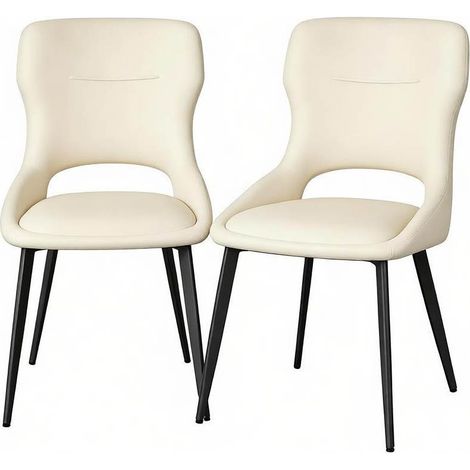 Set di 2 sedie da pranzo moderne imbottite in ciniglia beige con gambe in metallo MODENUIT (1/5)