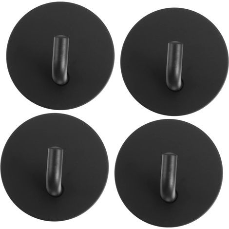 1 juego de 4 piezas de acero inoxidable 304 para perchero de pared con ganchos de almacenamiento, soportes de pared, ganchos de pared sin costuras, color negro. (1/5)