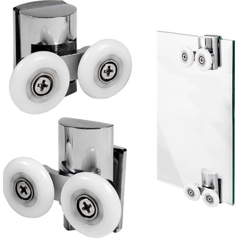 23MM 2Pcs Roulette Douche Doubles pour Porte de Douche Bas Roue de Remplacement (1/5)
