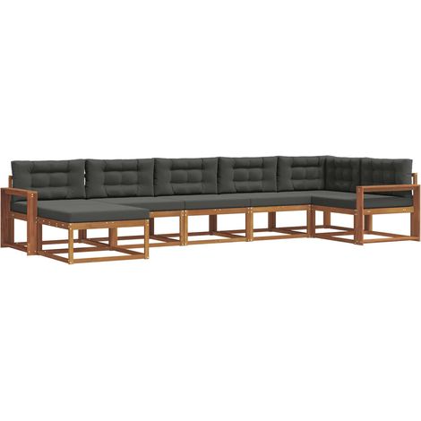 Conjunto de sofás de exterior 7 uds. Natural y Antracita vidaXL (1/5)