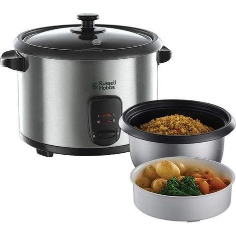 Russell Hobbs 19750-56 Cuoci Riso Elettrico 1,8 L 700 W Mantenimento in Caldo Cestello Vapore Ciotola Antiaderente colore Acciaio