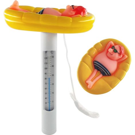 Thermometre Piscine,Thermomètre de Piscine Flottant Avec Ficelle,Thermomètre de Piscine de Dessin animé,pour Piscine,Spa,Aquarium,Étang à Poissons Et Piscine pour Bébé (1/4)