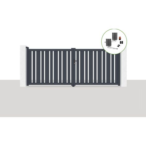 Pack portail battant électrique 350x140cm VEYMONT + Motorisation BUNKER B500 (1/5)