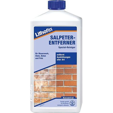 Lithofin – Décapant salpêtre 1 l – Nettoyant acide pour maçonneries – Élimine efflorescences – Rendement 10-15 m²/l – Économique et auto-actif