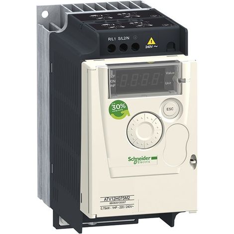 Schneider – Variateur de vitesse Altivar 12 0,75Kw 200...240V – Dissipateur thermique – Protection sous-charge et surcharge – Protocole Modbus (1/10)