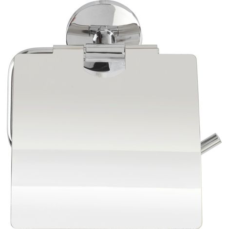 Wenko – Wandmontierter Toilettenpapierhalter mit Deckel – Feuchtigkeitsbeständiges, verchromtes Zink – Maße: 13,5 x 13,5 x 4 cm – Inkl. Wandbefestigungsmaterial (1/5)