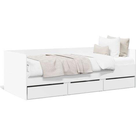 Lit simple,Lit adulte,Lit de jour avec tiroirs blanc 100x200 cm bois d'ingénierie CFW48271 (1/5)