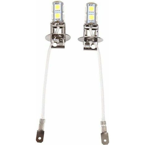 Ampoules H3 LED 6500K – Lot de 2 – 9 SMD – DC 12V – Lumière blanche xénon pour feux de brouillard – Installation facile (1/5)