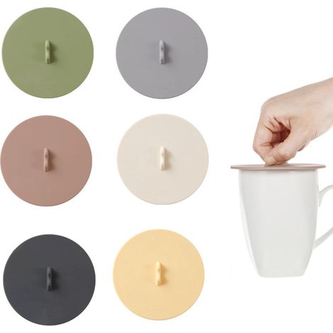 Lot de 6 couvercles anti-éclaboussures en silicone, multicolores, pour tasses, verres et petites casseroles, réutilisables et faciles à utiliser (1/5)