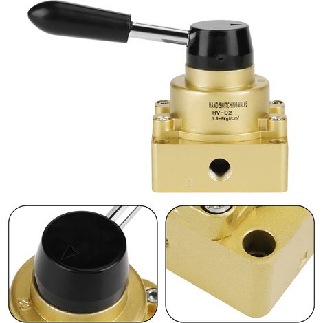Vanne pneumatique manuelle à levier HV-02 PT 1/4" 3 positions 4 voies 1,5-8 kgf/cm² (1/5)