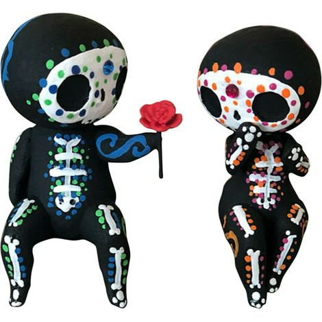 Totenkopffiguren, hübsche Totenkopf-Paarstatuen aus Kunstharz, Kunstharz-Totenkopf (1/5)