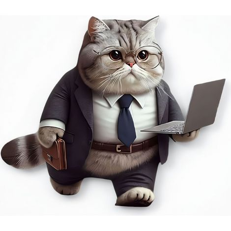 Ciondolo in acrilico gatto davanti al computer per auto, 5 cm (1/5)