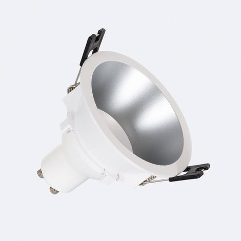 Foco Downlight Cónico GU10 6W Corte Ø 75 mm PC No Flicker 3000K Plateado Blanco Cálido