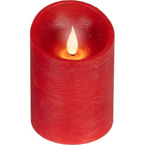 Bougie Led En Cire, à Sommet Incurvé, Couleur Rouge ø7,5 X 10,5 Cm