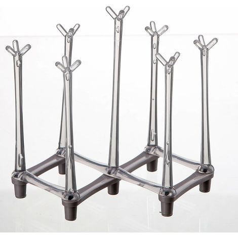 Égouttoir à bouteilles extensible, support en plastique gris – (1/5)