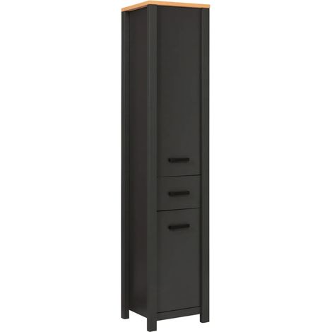 Mobile Colonna Bagno Antracite Idrorepellente Ante Reversibili Cassetto (1/5)