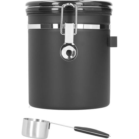 Boîte à café/thé en acier inoxydable 304 de 1,5 L avec cuillère intégrée. (1/5)