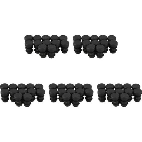 60 bouchons d'extrémité de tuyau ronds en plastique noir de 12 mm (1/5)