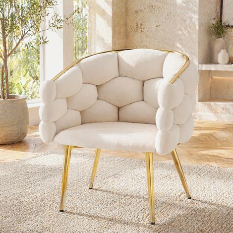 Sedie da sala da pranzo in velluto, set da 2, beige, 44 x 41 x 74 cm DESVIAE (1/5)