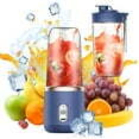 Gobelet mélangeur portable rechargeable Pour extracteur de jus multifonction Double récipient bleu Pour jus et smoothies Voyage et cuisine nomade (1/5)