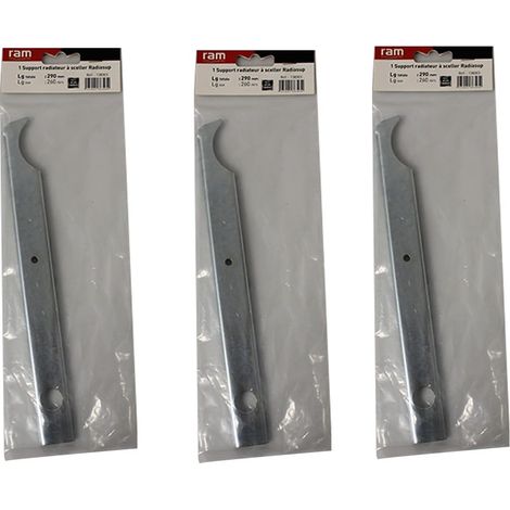 Lot de 3 supports à sceller pour radiateur en fonte type rideau - longueur axe 260 mm - longueur totale 290 mm - Ram (1/2)