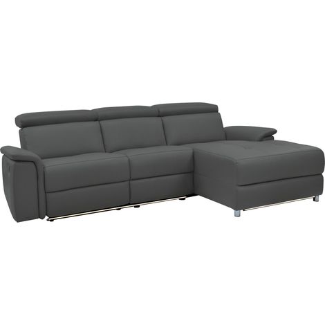 Pareli-Canapé 3 places droit avec fonction manuelle en cuir gris PU (1/5)