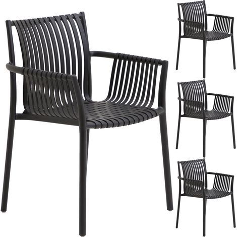 Chaise de jardin OLEA Noir (Lot de 4) (1/5)