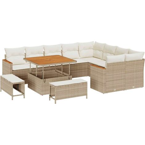 Maison Exclusive - Set Divano da Giardino 12 pcs Beige Rattan in Polipropilene