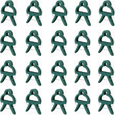 Paquete de 20 pinzas para plantas, abrazaderas para plantas, clips de fijación, adecuados para asegurar plantas, 6 x 4,5 cm, verde. (1/5)