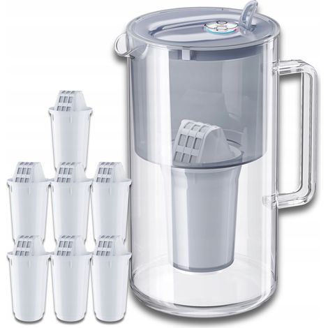 Carafe filtrante en verre Aquaphor Nord 2,5 l + 7 cartouches A5 (350 L), grise (1/5)