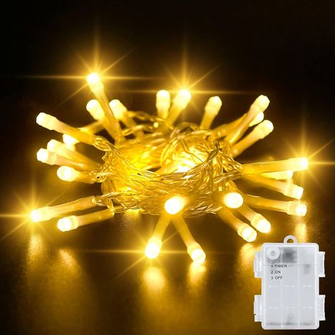 1 Guirlande lumineuse, 3m, 30 LED blanc chaud, minuterie 6h, fil cuivre flexible, étanche IP65, intérieur extérieur Noël (1/5)