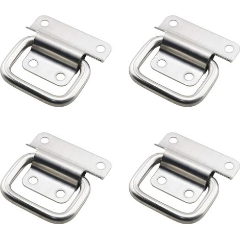 Asa plegable de acero inoxidable, asa para caja, asa para caja de herramientas, color plata, 4 piezas (pequeñas) (1/4)