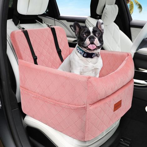 Siège auto rehaussé pour chien, lavable, avec poches, pour petits et moyens chiens, rose (1/5)