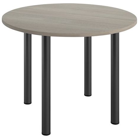 Table ronde 100 cm plateau chêne gris piètement métal anthracite Essens - Maxiburo