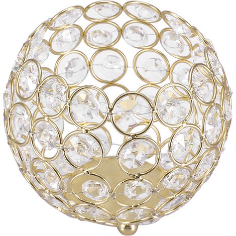 Porte-bougies chauffe-plat en cristal, centres de table pour décoration de mariage (doré, diamètre 12 cm) (1/5)