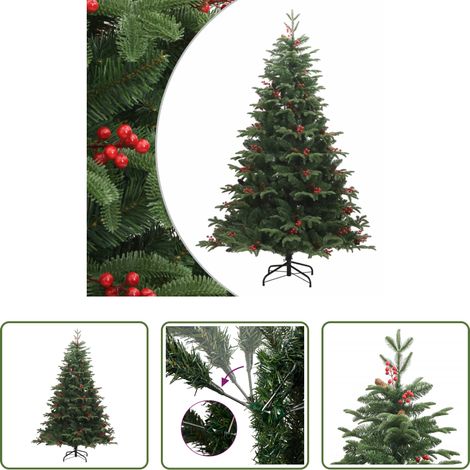 Klappbarer Weihnachtsbaum - Künstlicher Weihnachtsbaum Klappbar mit Zapfen & Beeren 210 cm (1/5)