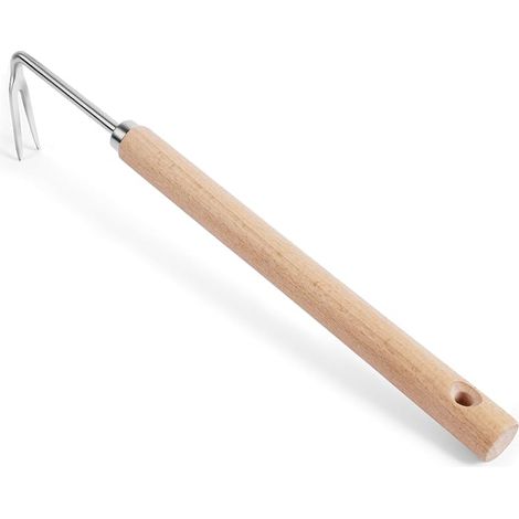 Désherbeur Manuel, 41cm Outil de Désherbage en Acier Inoxydable Arrache Racine Manuel avec Ergonomique Long Manche en Bois, Outils de Jardin pour Creuser, Repiquer, Désherber (1/5)