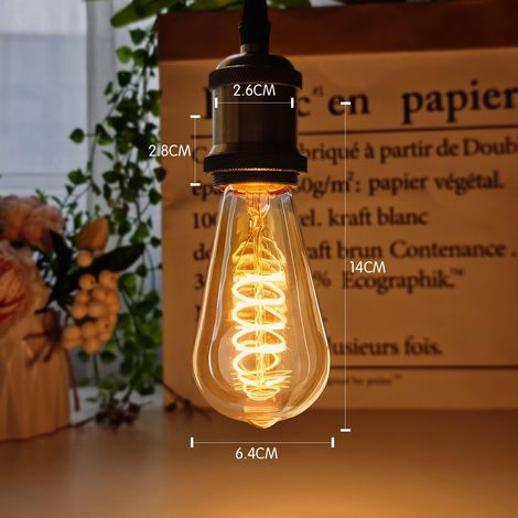 Ampoule LED rétro E27, 6W, idéale pour les chambres, les salles à manger, les cafés, les bars et les pubs.